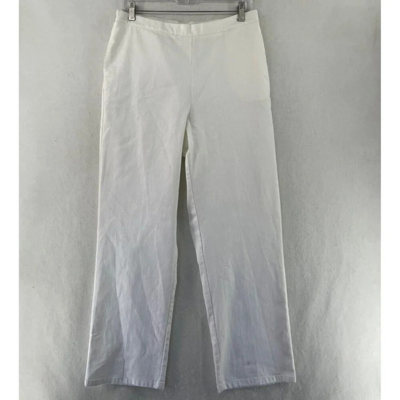 Alfred Dunner Pants Women's 12 White Pull On Comfort Waist Straight Leg Trouser - Picture 1 of 11